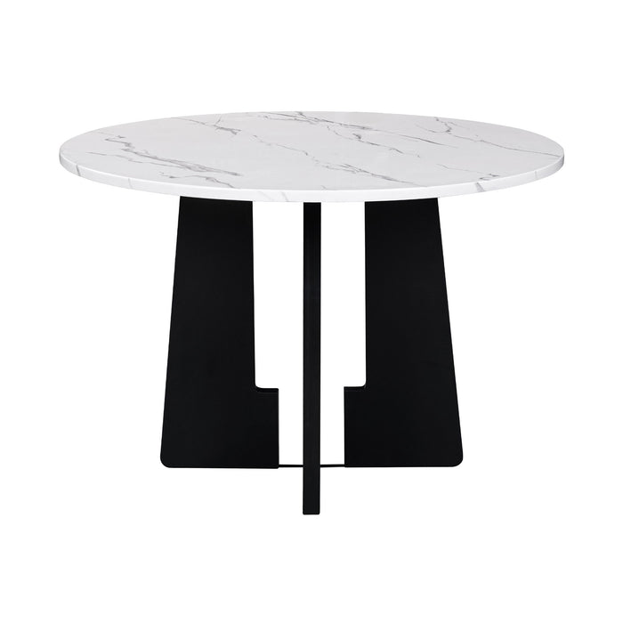 5 Piece Round Dining Table Set, Dining Table And 4 Upholstered Chairs For Dining Room, Kitchen Room, Living Room - White / Gray