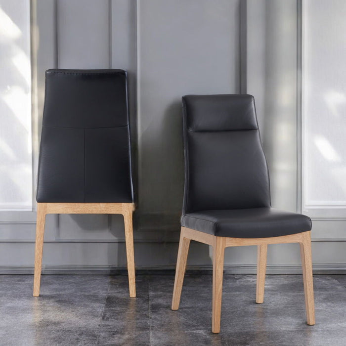 Raquan - Side Chair (Set of 2) - Black Leather & Walnut