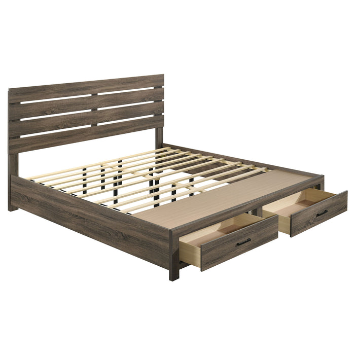 Brantford Wood Eastern King Storage Panel Bed Barrel Oak