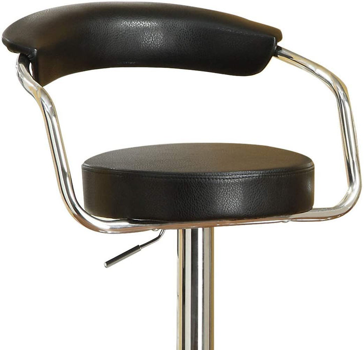 Contemporary Style Black Bar Stool Counter Height Chairs (Set of 2) Adjustable Swivel Kitchen Island Stools