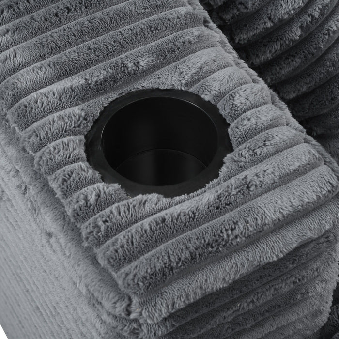 Oversized Loveseat Chaise With 2 USB Ports, 2 Cup Holders And 2 Throw Pillows