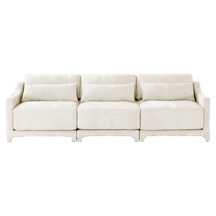 Elegant Sofa With Ergonomic Design And Lumbar Pillows