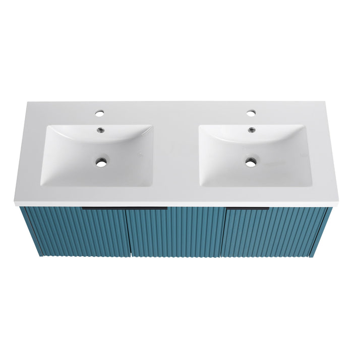 Contemporary Wall Mounted Bathroom Vanity With Resin Double Sink
