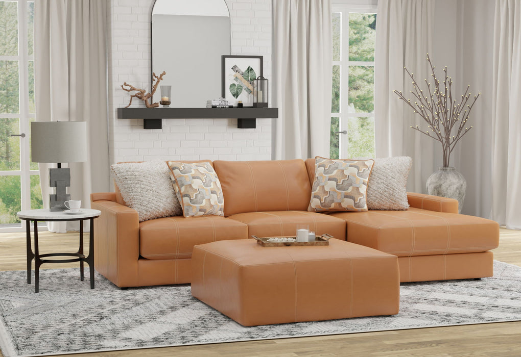Minori - Italian Leather Sofa / Chaise And Cocktail Ottoman