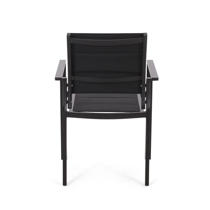 Baird - Outdoor Mesh And Aluminum Dining Chairs - Black