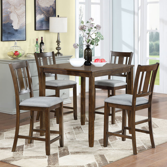 5 Pieces Dining Table Set, Counter Height Kitchen Table Set With Square Table And 4 Upholstered Chairs