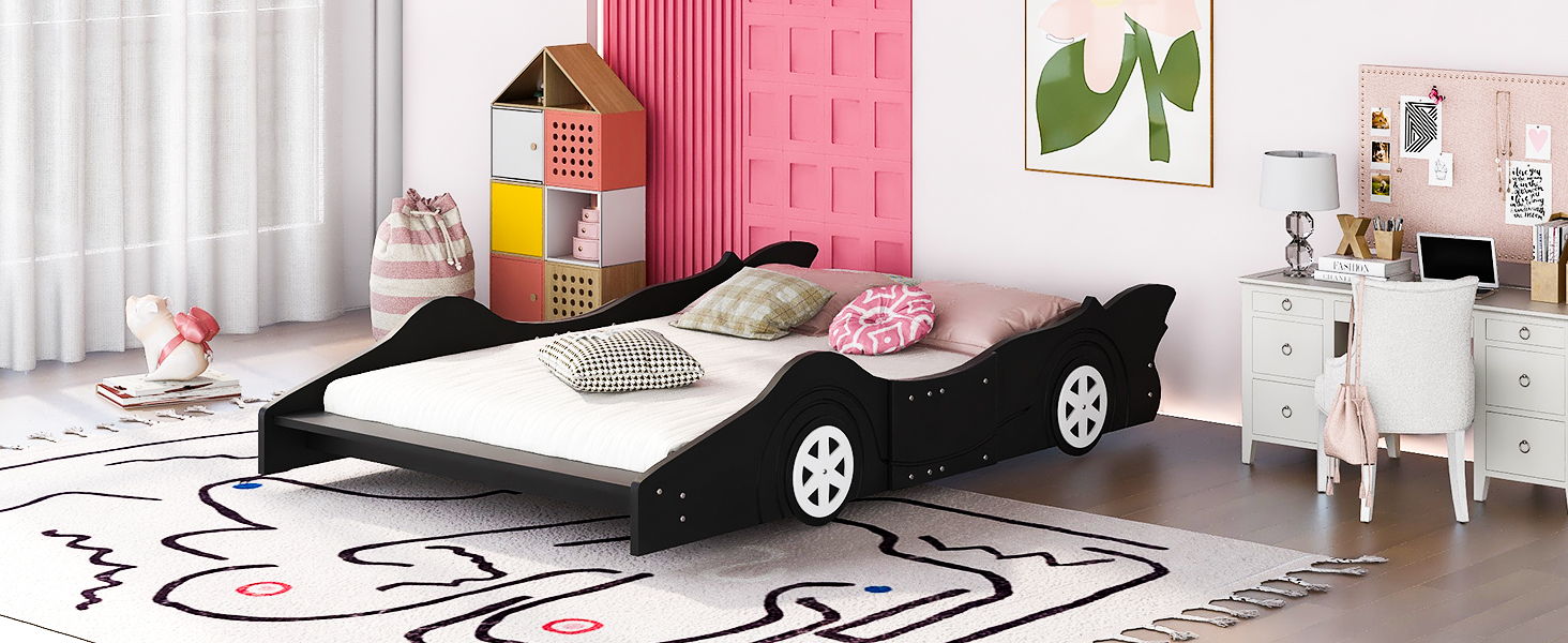 Race Car Shaped Platform Bed & Wheels