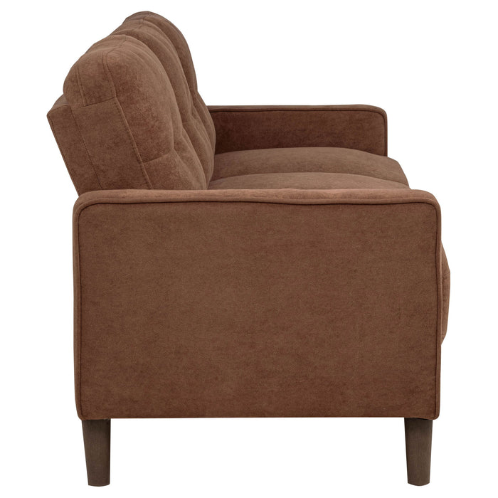 Bowen II 2-piece Fabric Upholstered Track Arm Sofa Set Rust