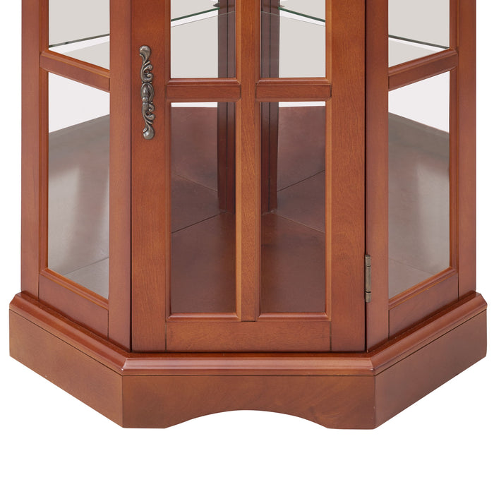 Corner Curio Cabinet With 5 Shelves And Lighting System (E26 Light Bulb Not Included)