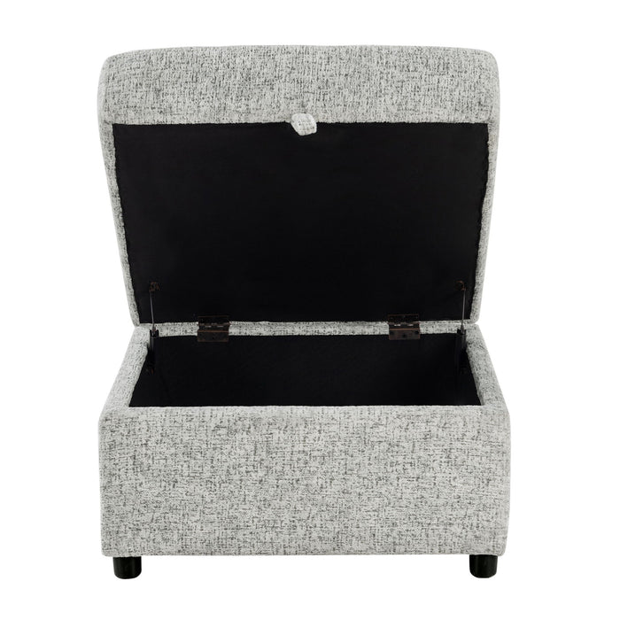 Emiliano - Sectional Sofa With 3 Pillows And Storage Ottoman - Nickel