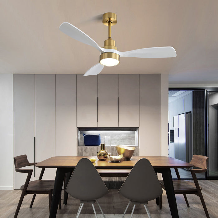 48" Smart Ceiling Fan With Lights, Reversible DC Motor, Remote Control, 3 Blades - Gold / White