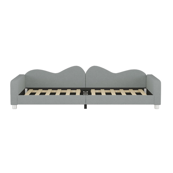 Upholstered Daybed, Sherpa Fabric Sofabed With Cloud-Shaped Backrest