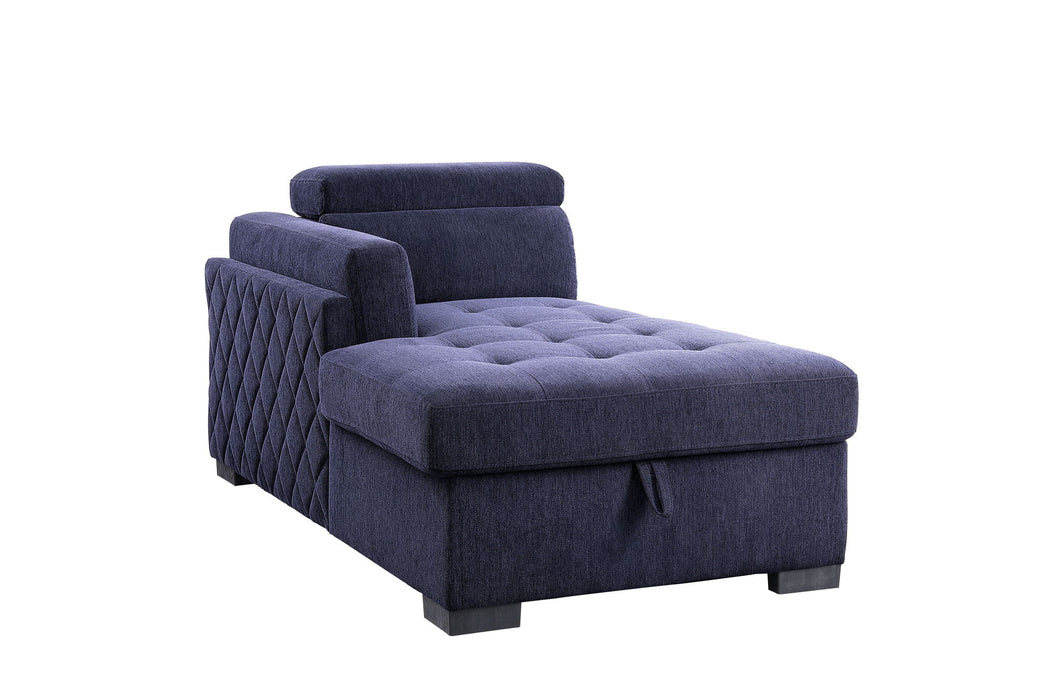 Nekoda - Sectional Sofa With Storage & Ottoman - Navy Blue Fabric