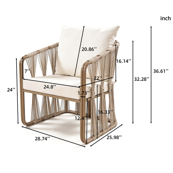 Chair With Cushion (Set of 2) - Beige