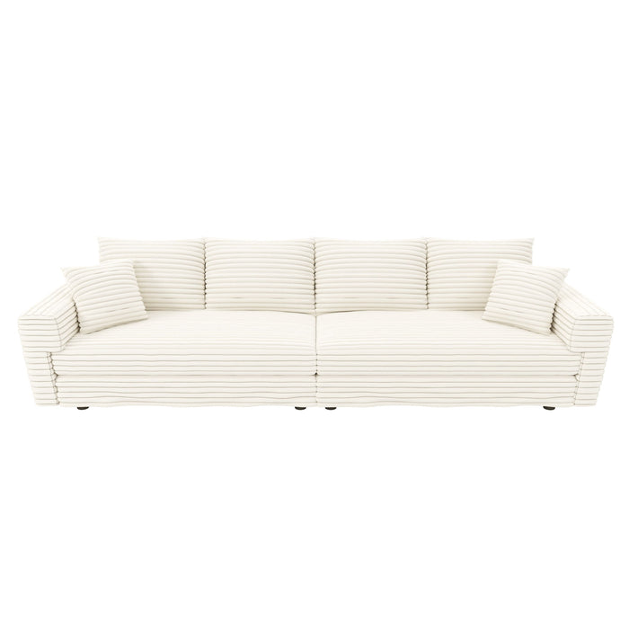 Plush Corduroy 4 Seat Sofa, Modern Comfy Upholstered Sofa Cloud Couch, Deep Seat Couches With Soft Pillows