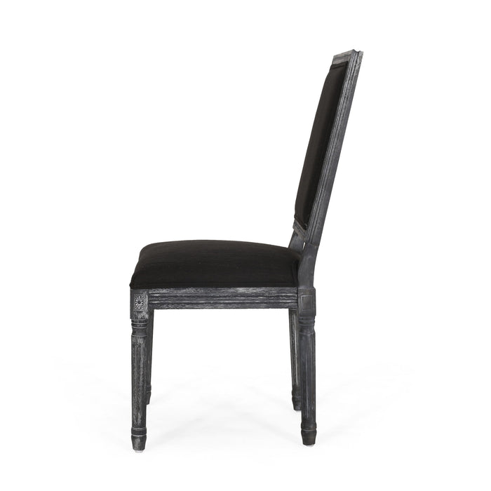 French Country Style Dining Chair With Upholstered Seating And Fluted Legs