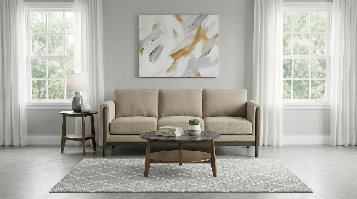 Islington Fabric Upholstered Panel Arm Sofa Taupe
