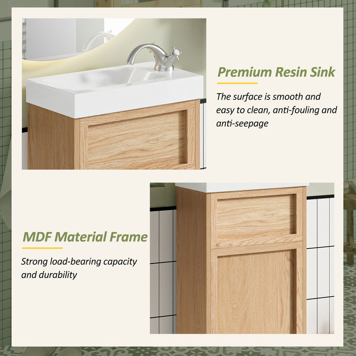 15.75" Bathroom Vanity With Reversible Resin Sink And Cabinet - Wood