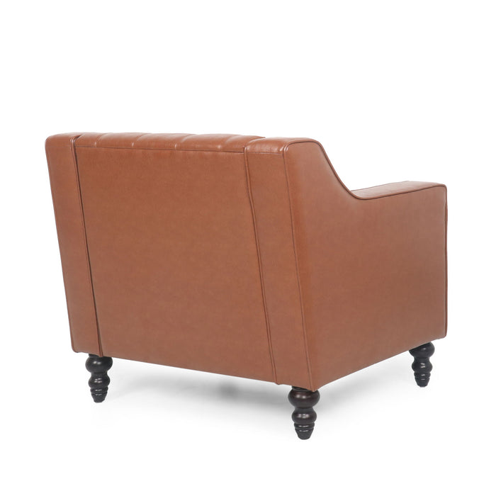 Contemporary Club Chair With Button Tufting And Birch Wood Legs
