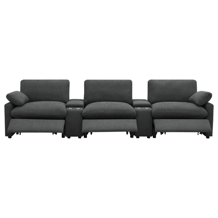 Collins 5-Piece Power Reclining Home Theater Seating Dark Grey