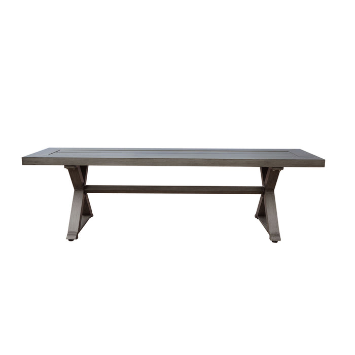 Modern Aluminum Outdoor Dining Bench With X Base - Dark Gray