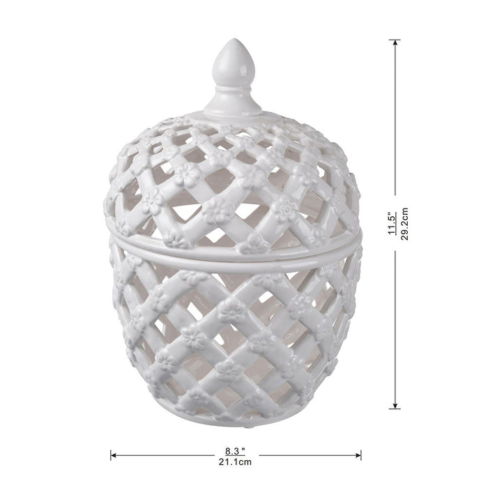 Ballas - Bird Lidded Jar - White