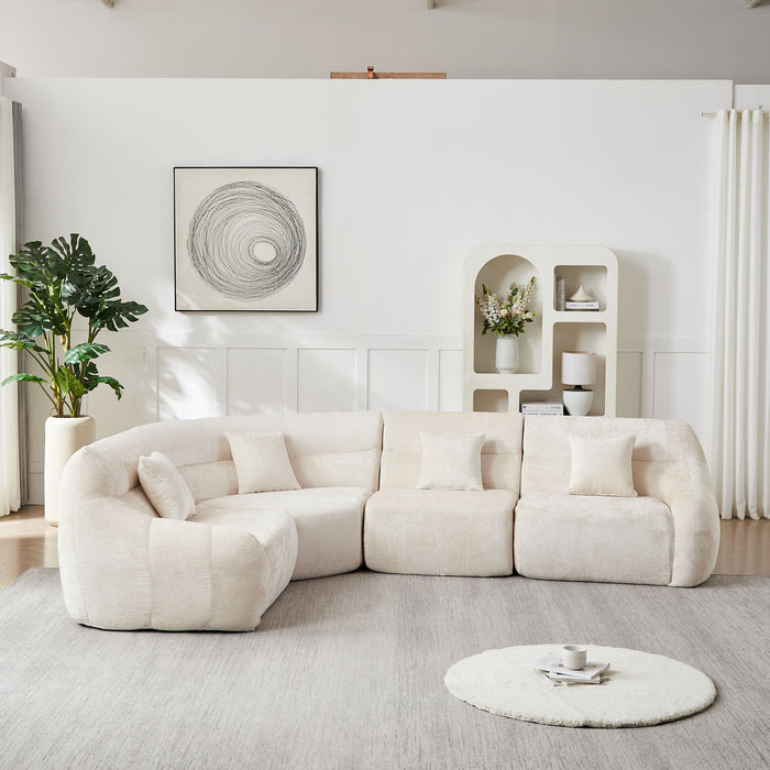 Luxury Curved Corner Sectional Sofa With 4 Pillows