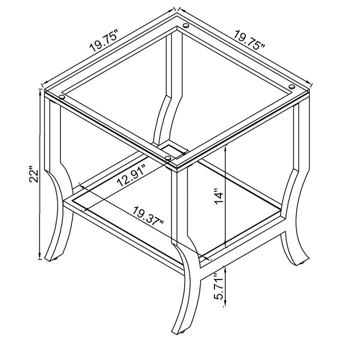 Saide 2-piece Glass Top Coffee and End Table Set Chrome