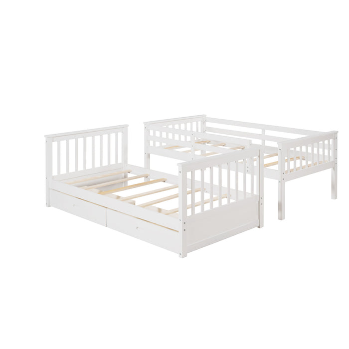 Bunk Bed With Ladders And 2 Storage Drawers