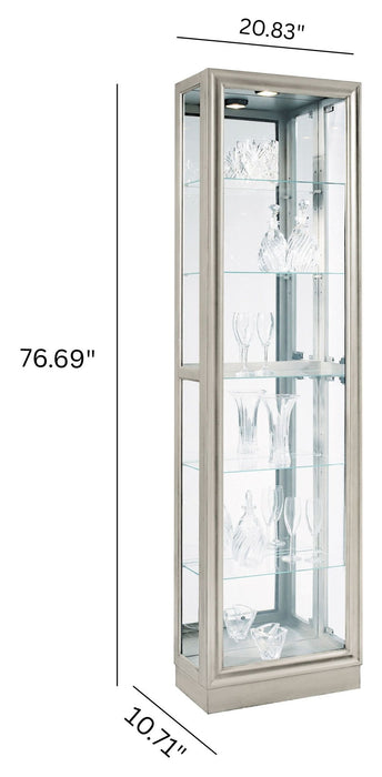 PFC Curios - Side Entry 5 Shelf Curio Cabinet - Platinum Silver