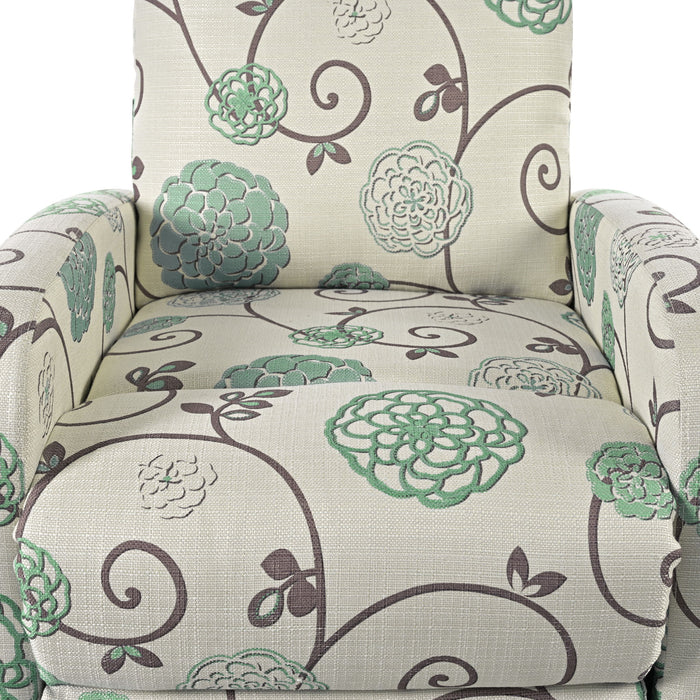 Modern Manual Recliner, Home Theater Chair With Adjustable Backrest For Living Room - Beige / Blue