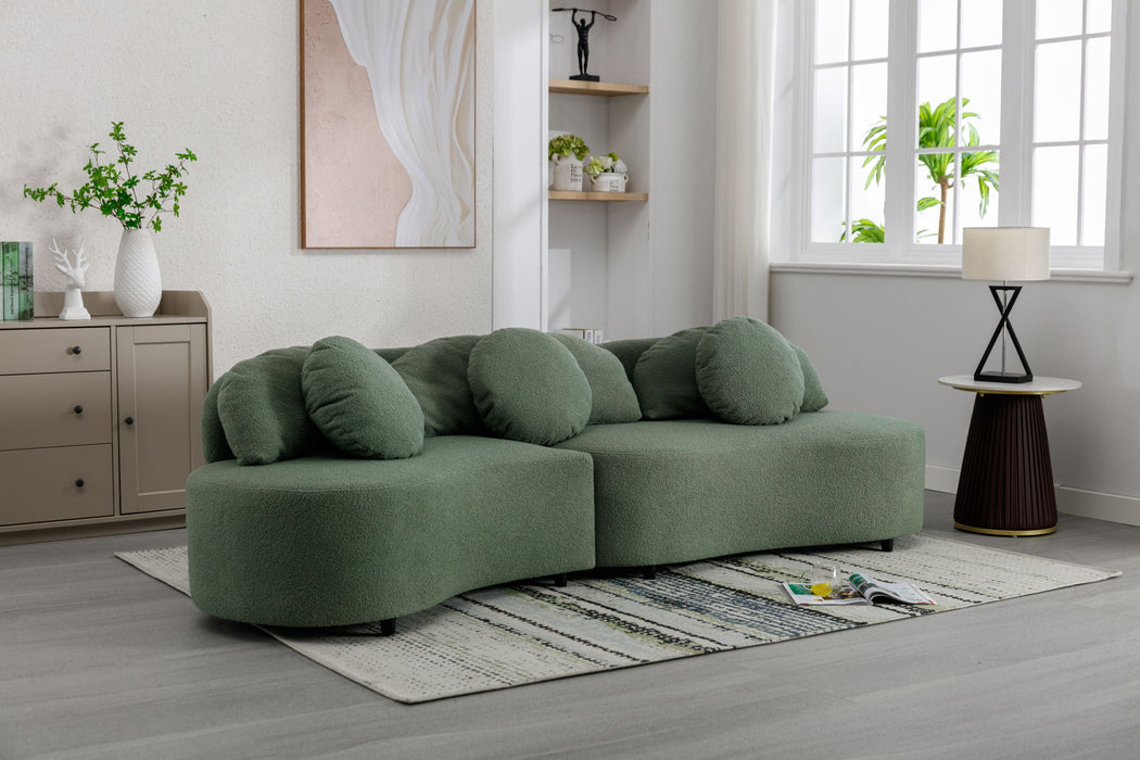 103.9" Modern Living Room Sofa Lamb Velvet Upholstered Couch Furniture For Home Or Office, Green