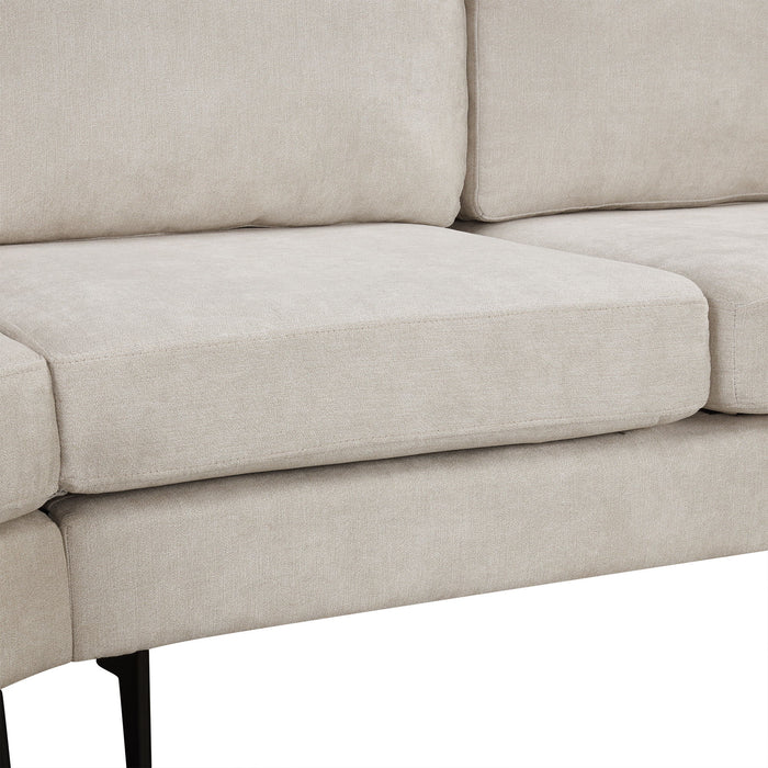 Upholstered 3 Seater Curved Sofa With Printed Pillows Chenille