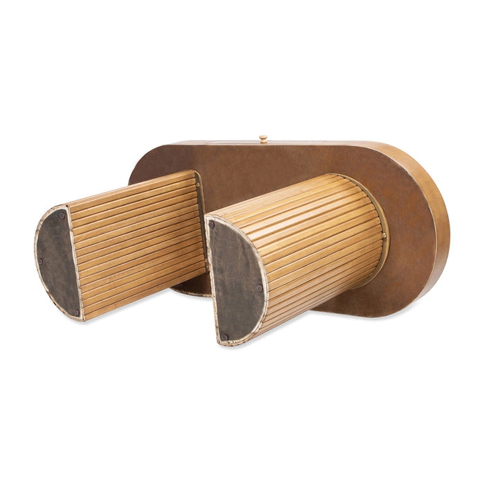 Jesse - Single Drawer Fluted Oval Console Desk - Honey Brown