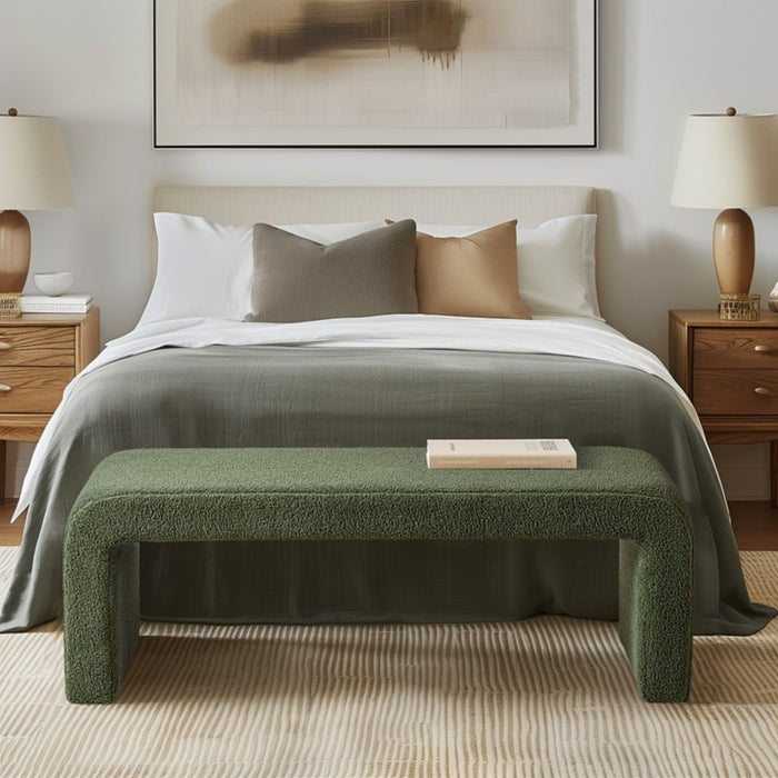 Modern Contemporary Boucle Waterfall Bench