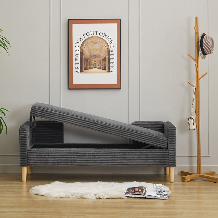 Upholstered Corduroy Flip Top Storage Bench For Living Room
