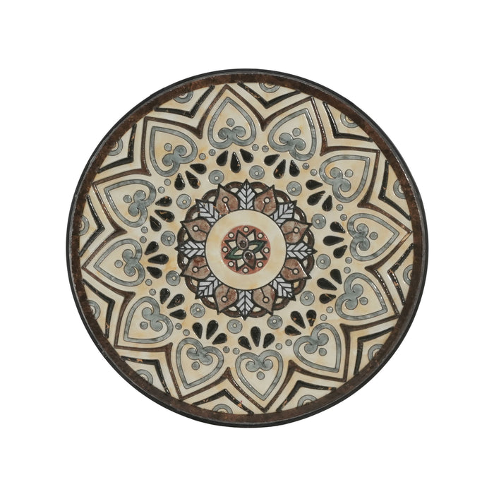 Ceramic Tile And Iron Patio Side Table With Shelf