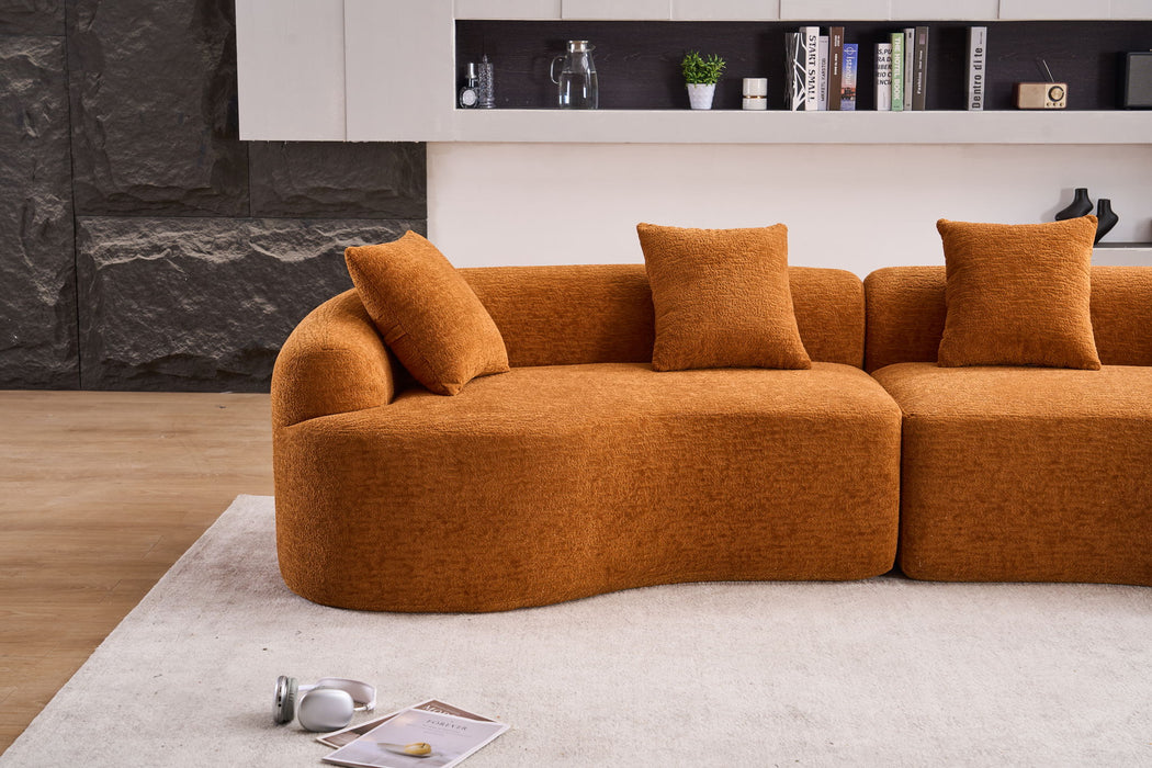 4 Seater Sofa With Chenille Fabric, 30D, 60 Hardness Full Sponge, 4 Pillow For Living Room, Home Furniture Sleeper Sectional Sofa For Apartment