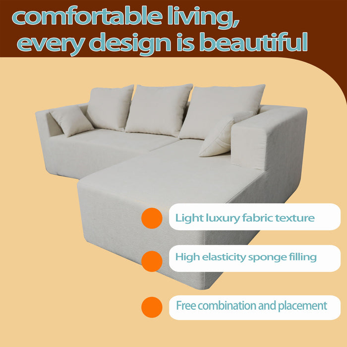 Modular Corner Sofa With Soft Linen Fabric