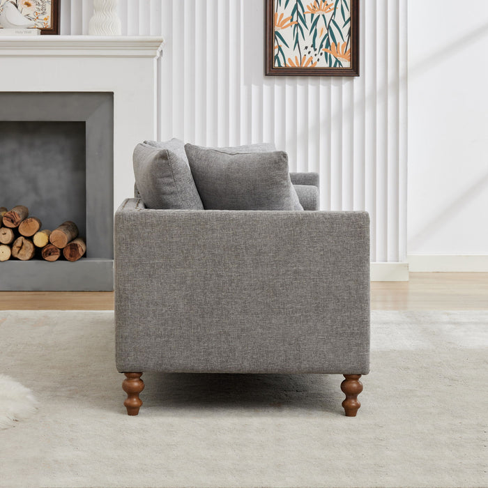 Upholstered Chaise Lounge Indoor With Nailheads, Sleeper Sofa Couch With 4 Throw Pillows & 2 Bolsters, Daybed With Rubberwood Legs