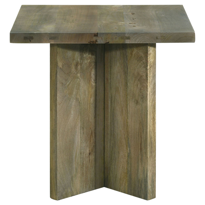 Neskowin - 2 Piece And End Table Set With Geometric Panels - Brown
