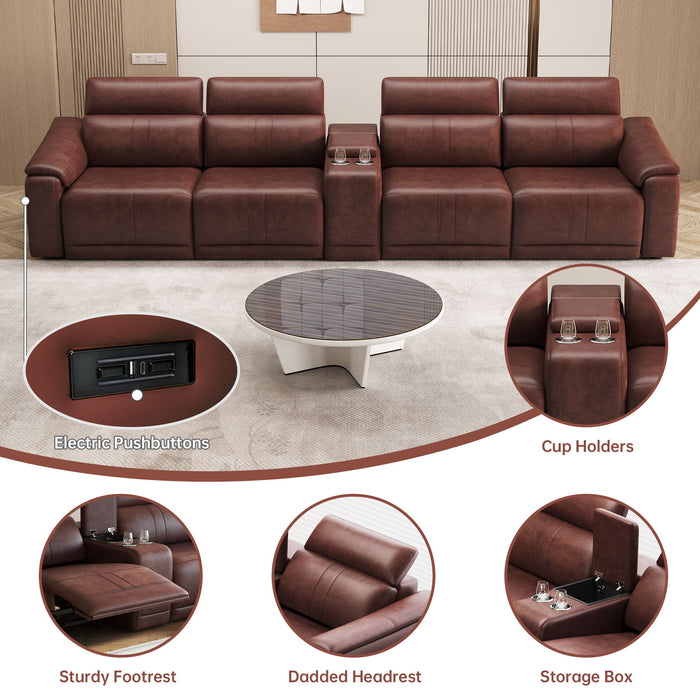 Modular Sofa With Recliners And Cup Holders Sectional Set