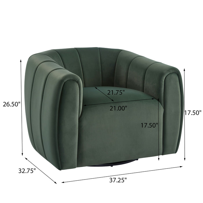 Serenizia - Upholstered Swivel Chair With Channel Tufted
