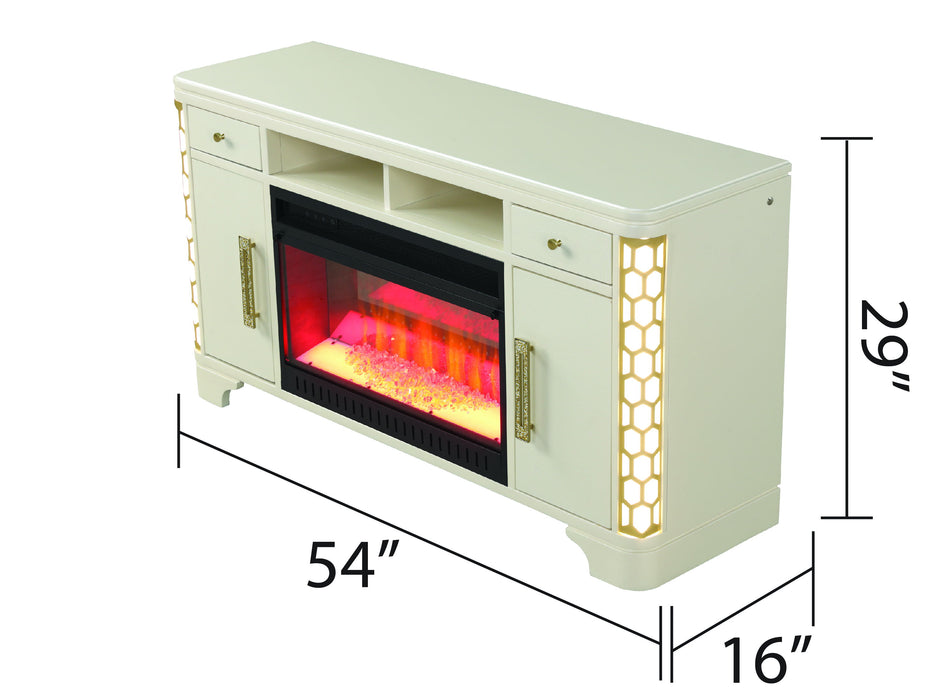 Jasmine TV Stand With Electric Fireplace In Beige