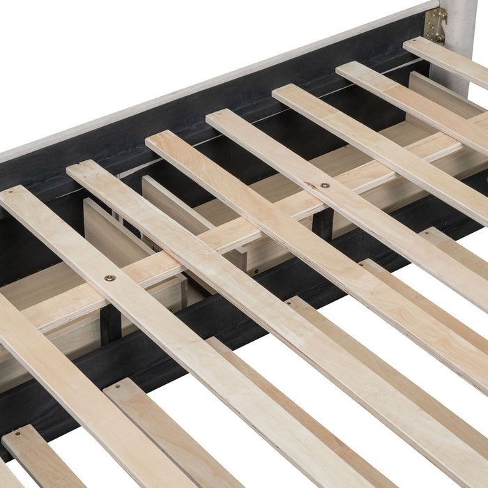 Upholstered Platform Bed With Drawers, Classic Headboard Design