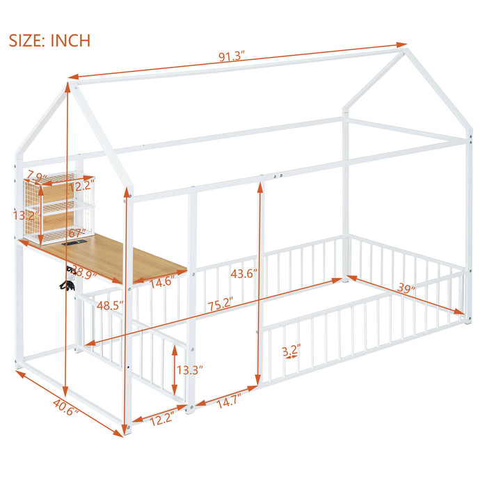House Frame With Desk, Shelves, Power Outlets And USB Ports
