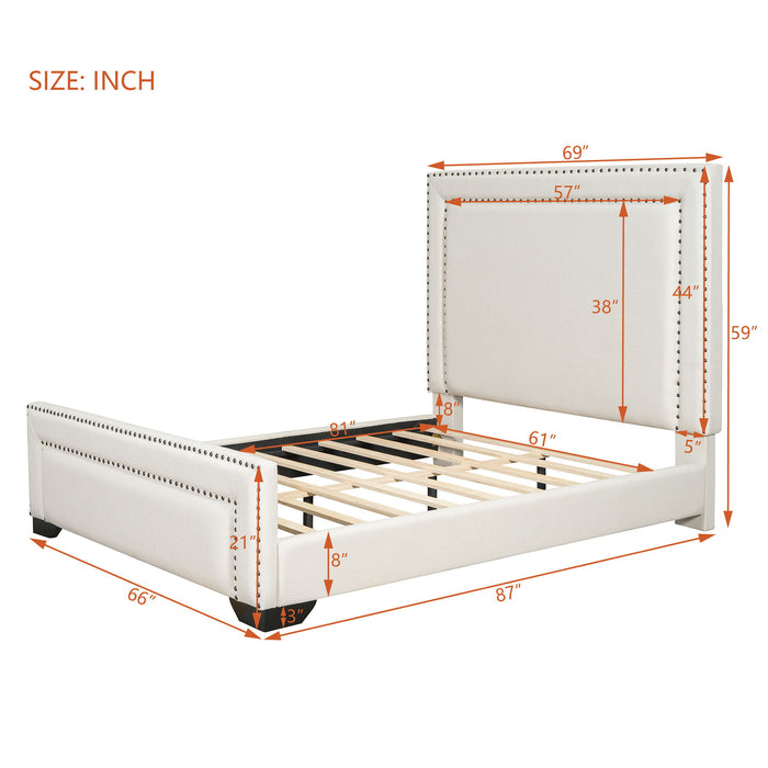 Upholstered Bed With Slats Support, No Box Spring Needed