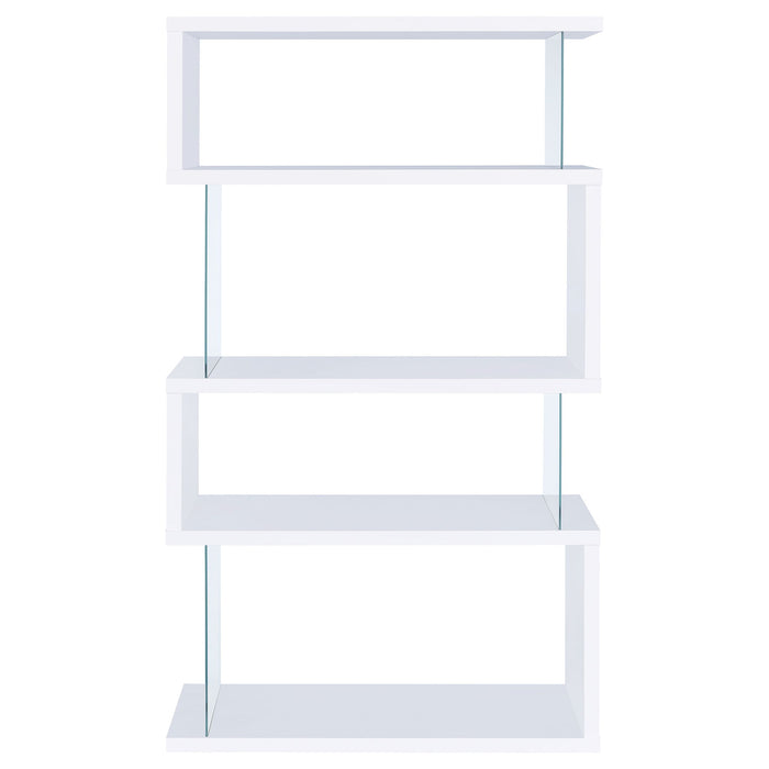 Emelle 63-inch 4-shelf Glass Panel Bookshelf White