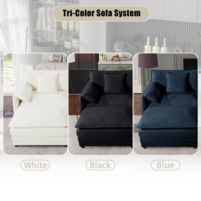 Modern Upholstered Chenille Loveseat And Armchair Set With Pillows