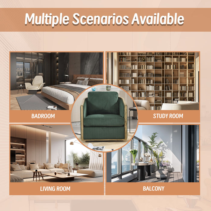 Corduroy Barrel Chair, 360 Degree Swivel